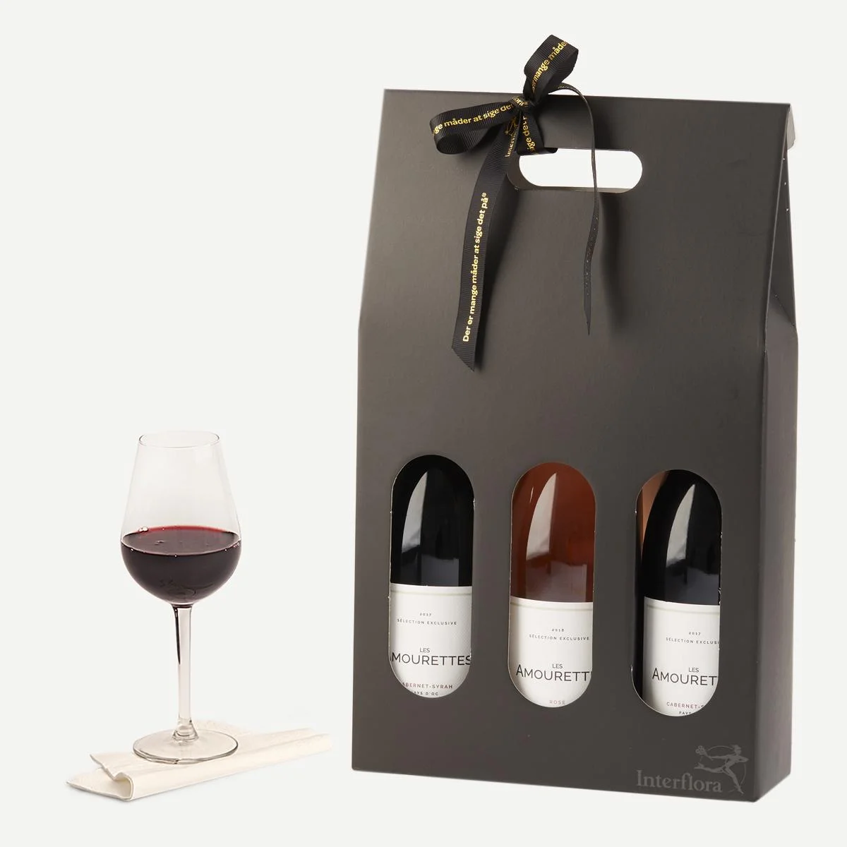 Vingaveæske med 3 fl. vin - efter eget valg